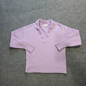 OSCAR Sweater Womens Size Large Purple Pink Cashmere Blend Polo V Neck Capsule
